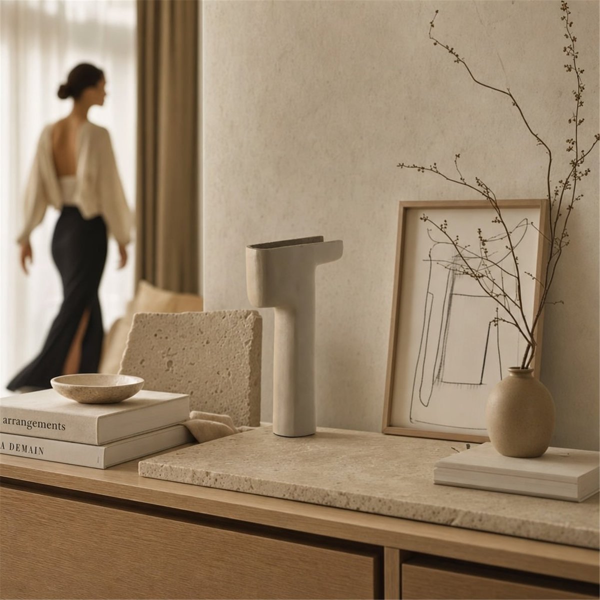 Figure décorative en fer beige, RECOLLECTION
