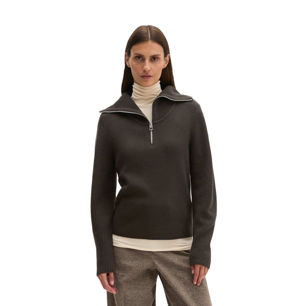 Troyer slim en mélange de laine vierge douce marron, MARC O'POLO