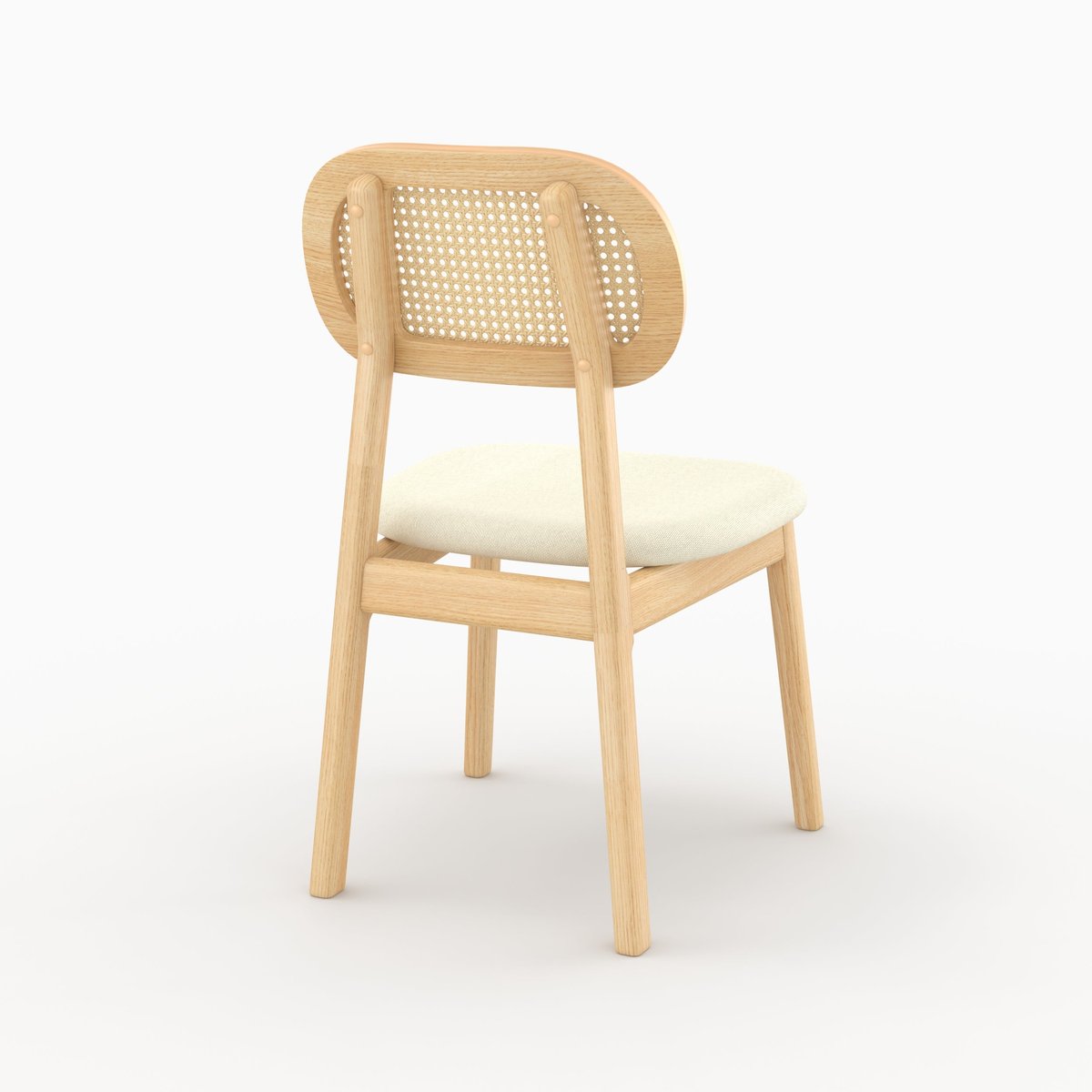 Lot de 2 chaises en bois, tissu et rotin synthétique - MARIA bois clair et beige, MAISON PAVANE