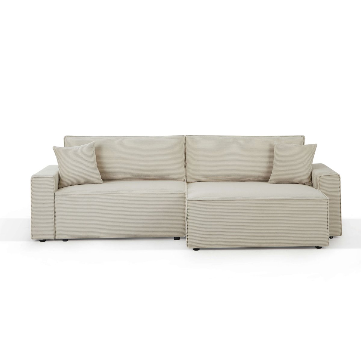 Canapé d'angle convertible velours ZOLA beige, BAÏTA