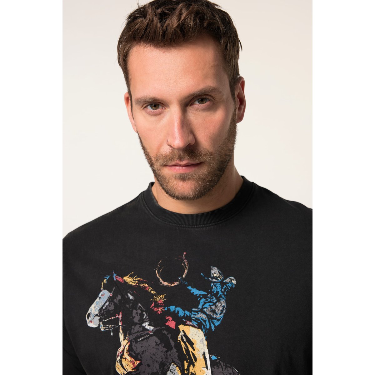 T-shirt, manches courtes, esprit vintage noir, JP1880