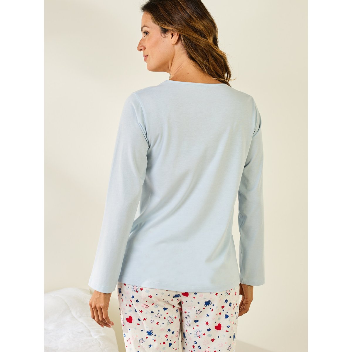 Tee-shirt de pyjama coton imprimé bleu, DAXON