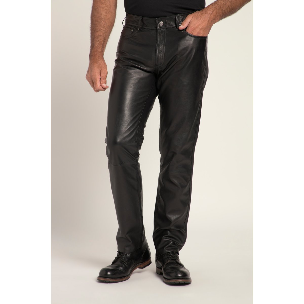 Pantalon en cuir nappa d'agneau de grande noir, JP1880