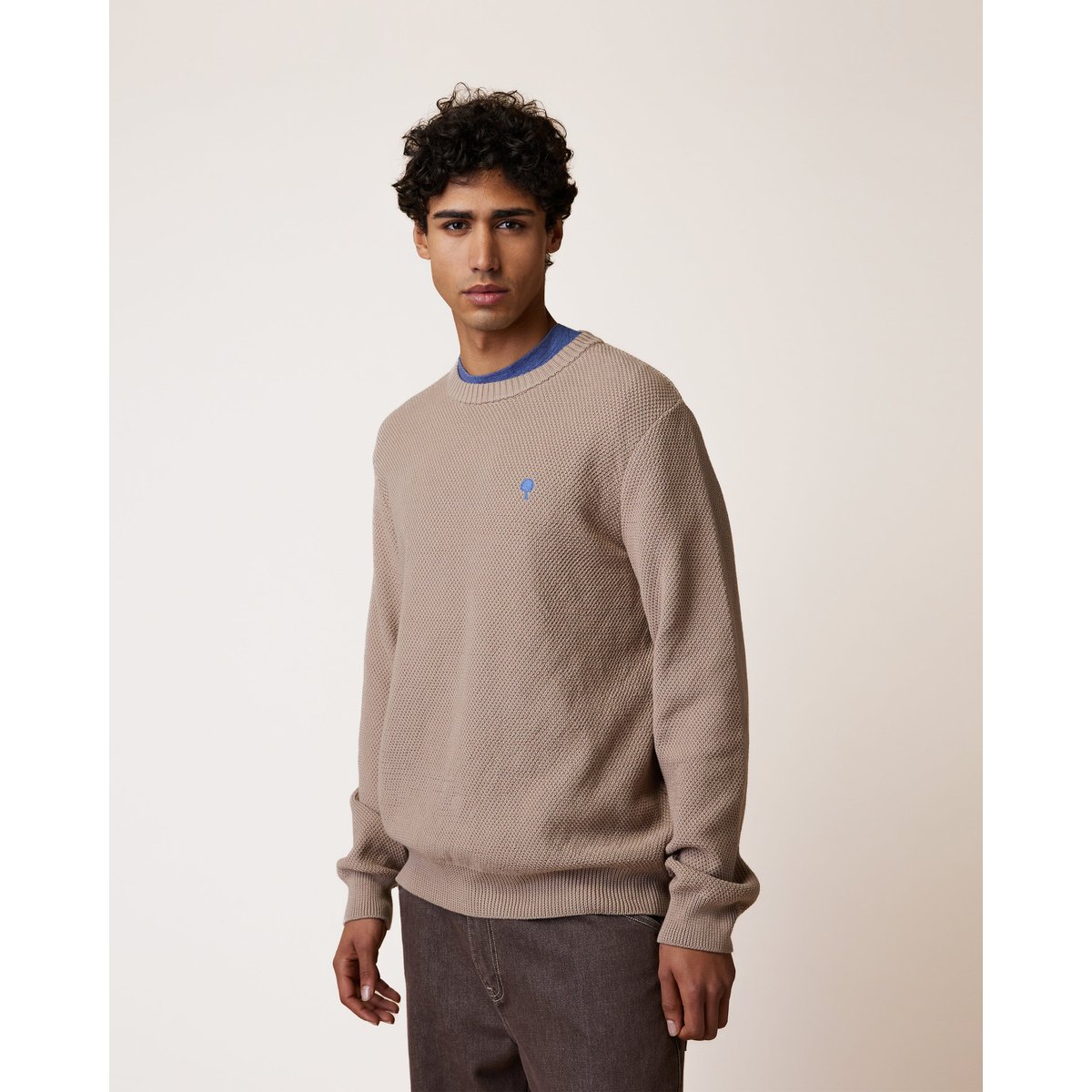 Pull en maille beige foncé, FAGUO