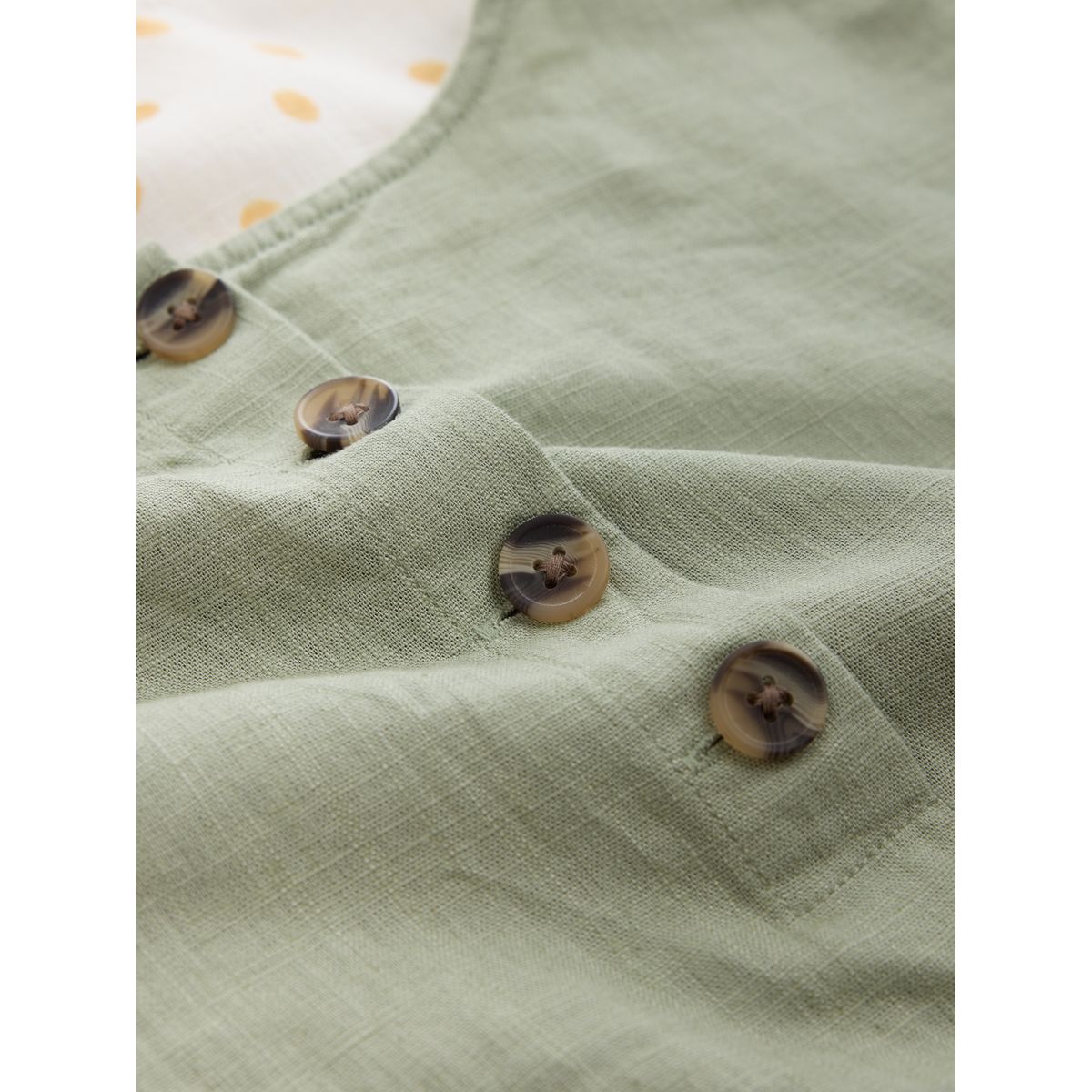 T-shirt carré avec lin, lot de 2 imprimé à pois vert sauge et jaune, NEXT