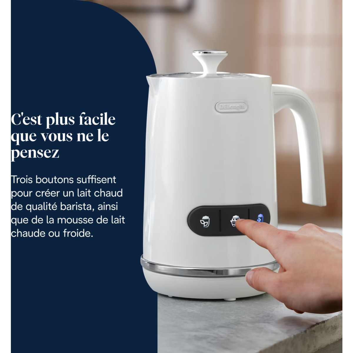 Mousseur à lait LatteMix Métal EMF3.W couleur unique, DELONGHI