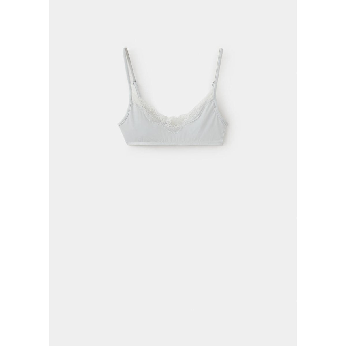 Soutien-gorge triangle en dentelle gris chiné moyen, MANGO TEEN