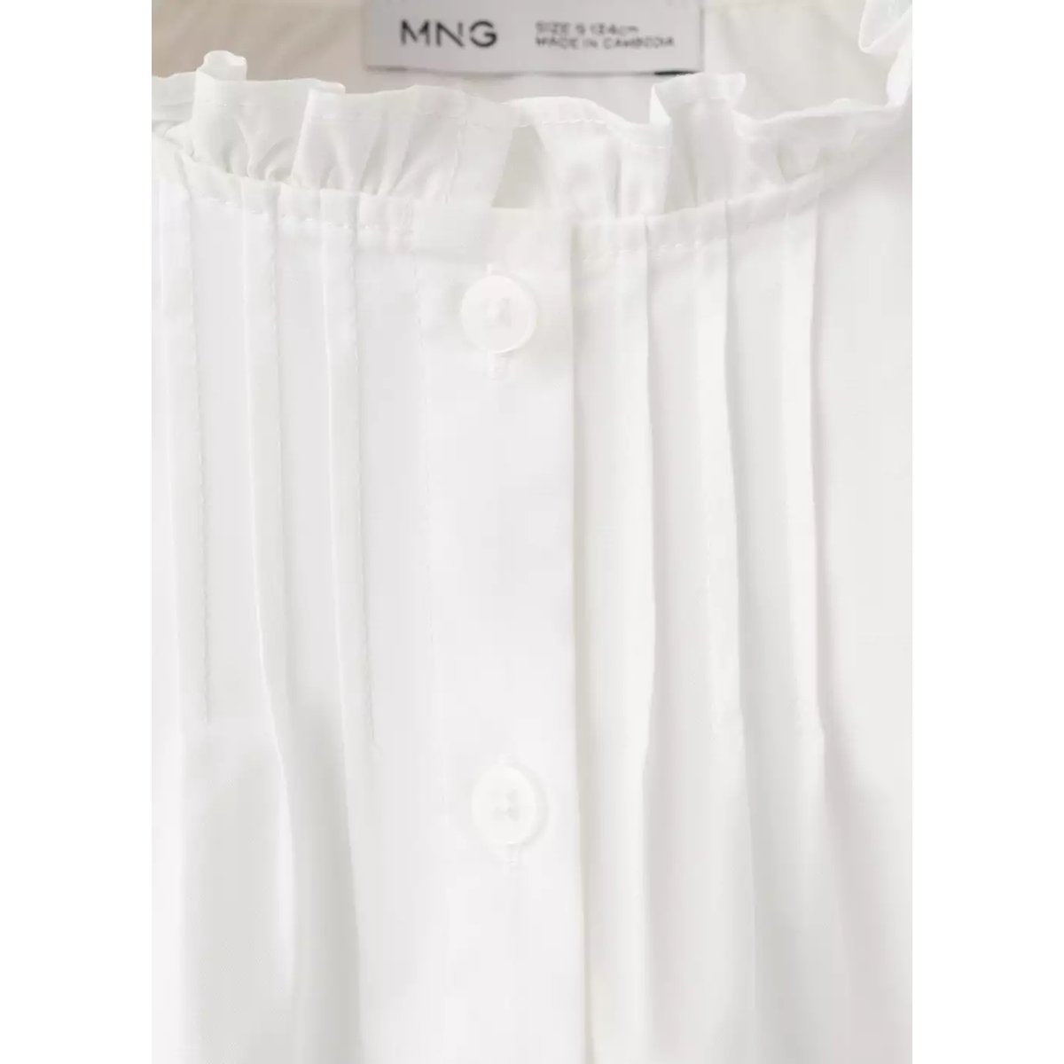 Chemise coton détails froncés blanc, MANGO KIDS