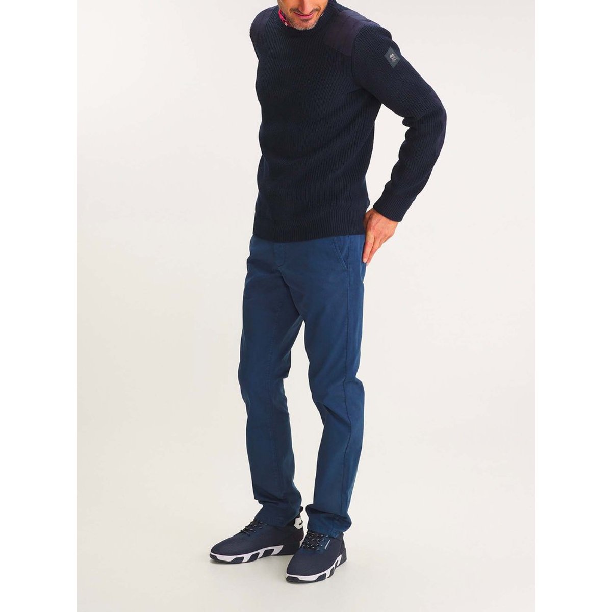 Pull col rond HEBERPUL14032 marine, TBS