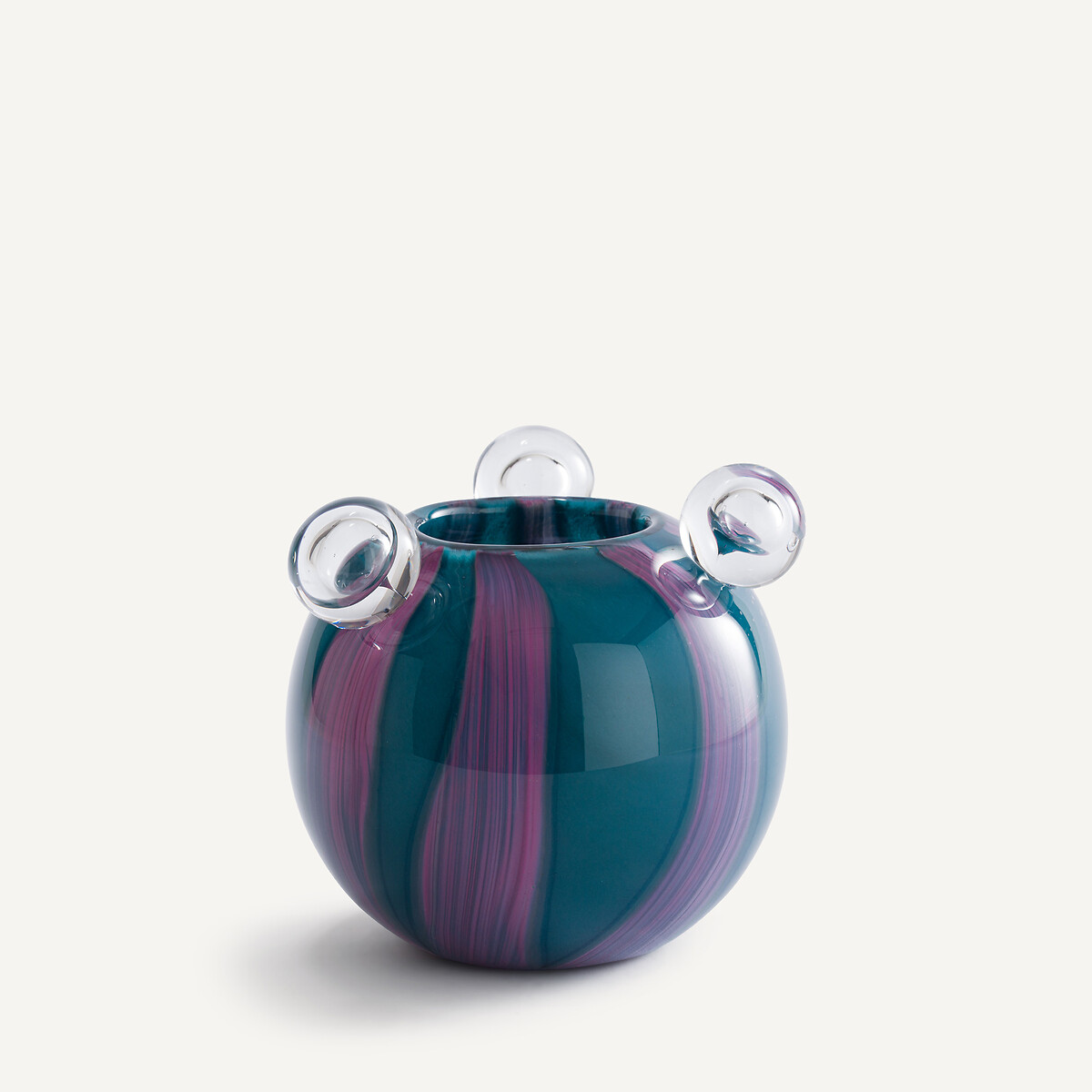 Vase en verre soufflé à 3 bulles, H18 cm, Celis bleu, AM.PM