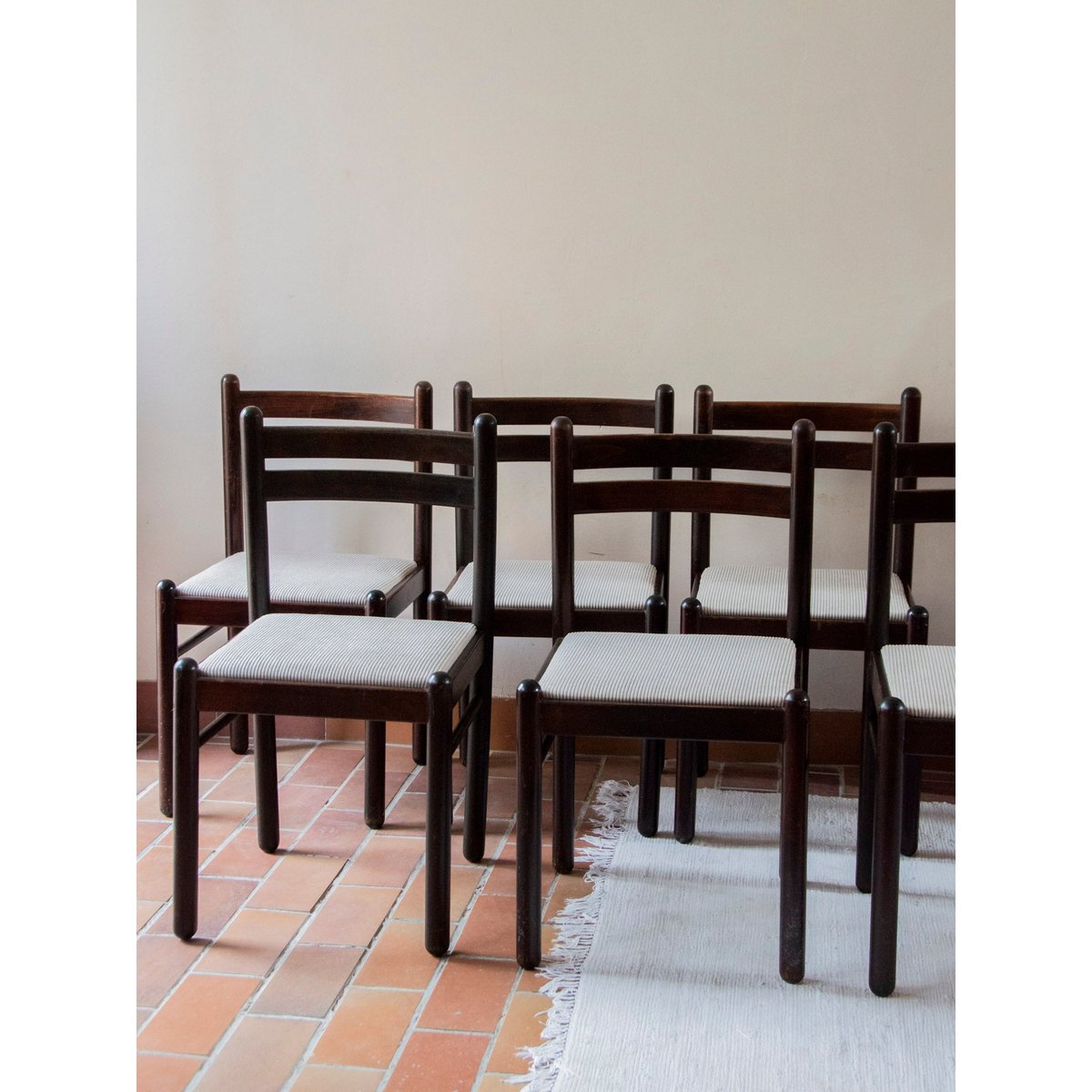 Lot de 7 chaises en velours côtelé Alma N°968 - Bon état gris, DEBONGOUT