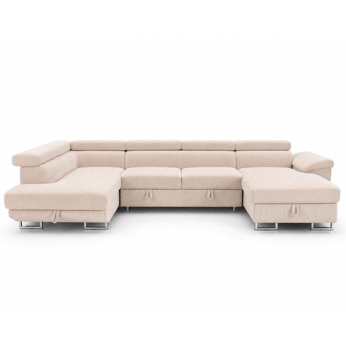 Canapé panoramique convertible velours côtelé, BAOJI beige, BEST MOBILIER