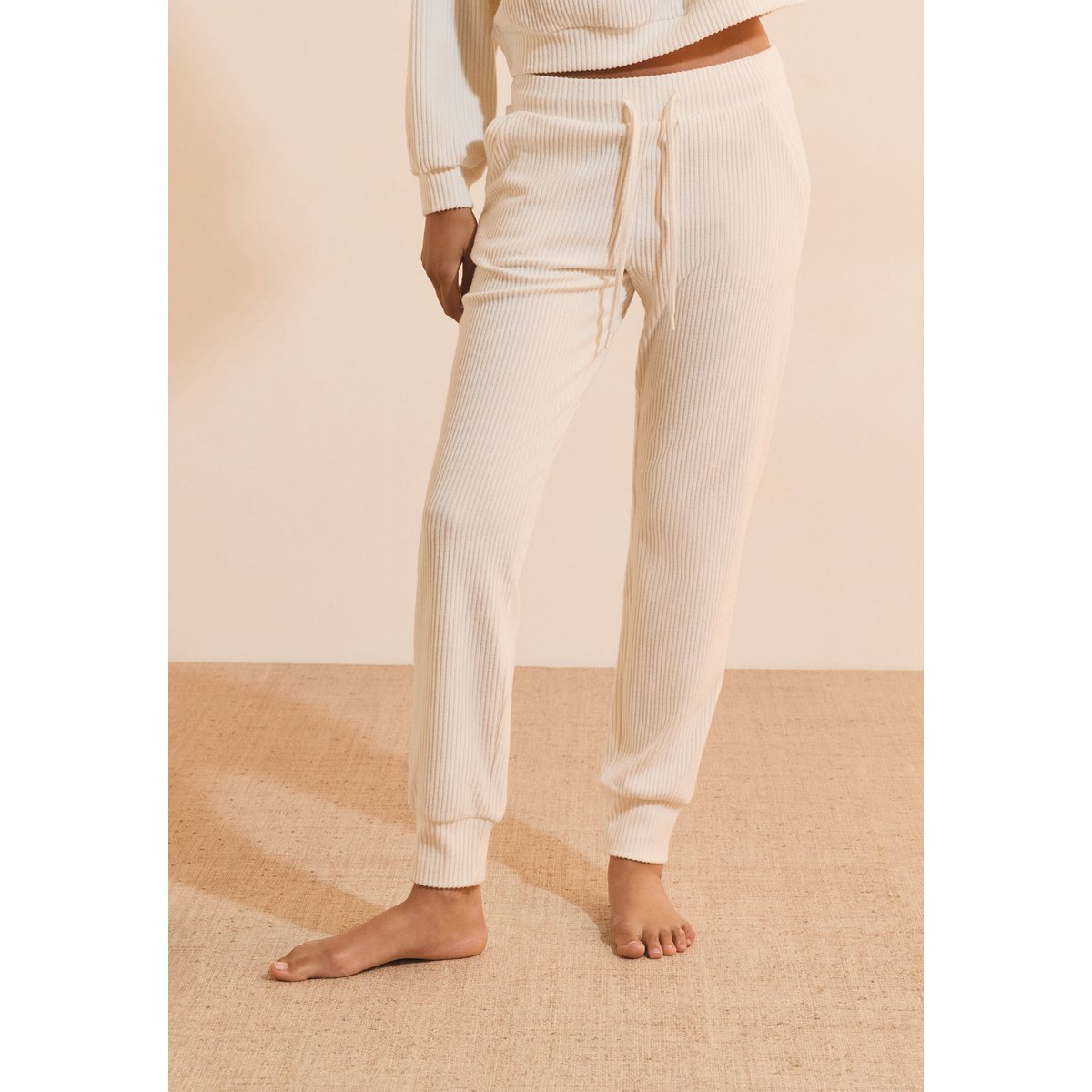 Pantalon de pyjama côtelé BASILE ecru, ETAM