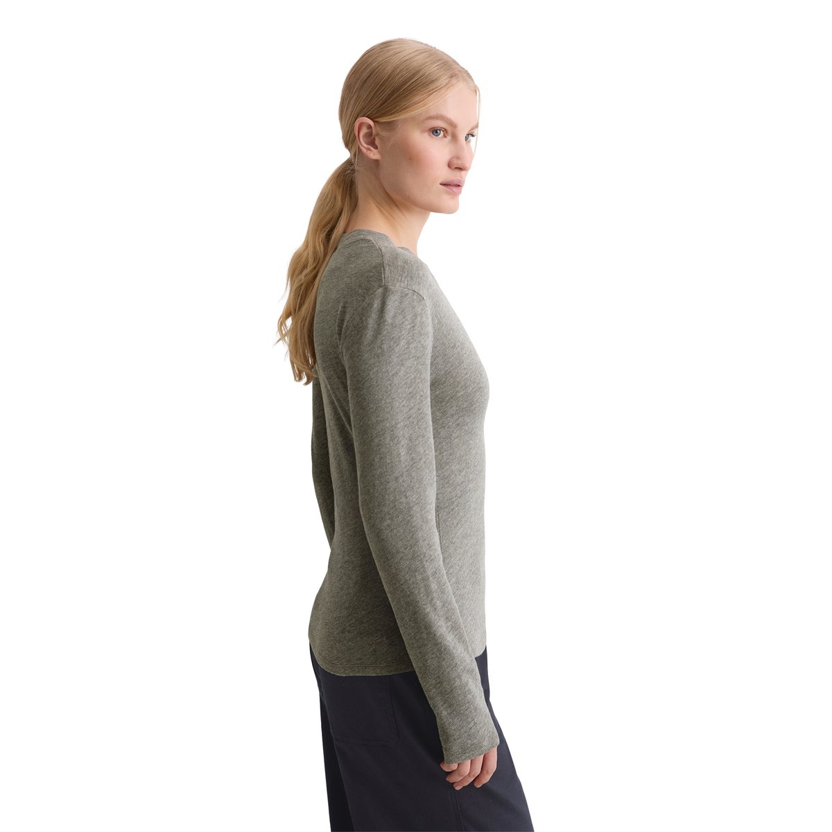 DfC Longsleeve regular en jersey slub gris, MARC O'POLO