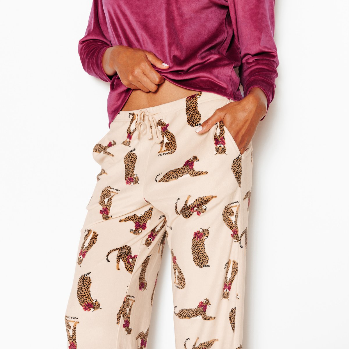 Pantalon pyjama FLUFFY multico rouge, ROUGEGORGE LINGERIE