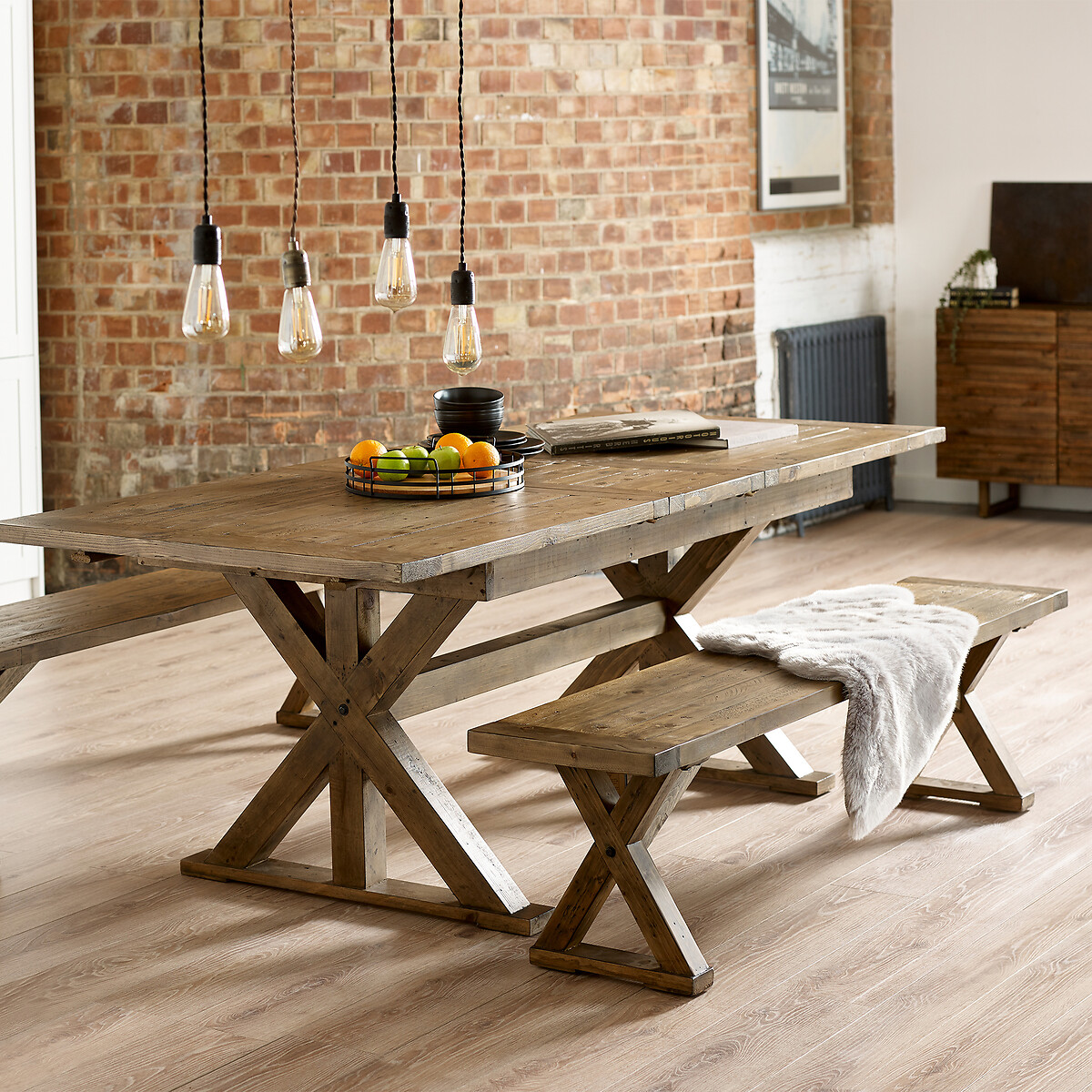 Loxley Reclaimed Wood Dining Bench rustic dark wood, SO'HOME