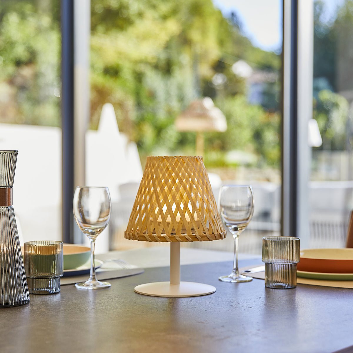 Lot de 2 lampes de table sans fil 2x IBIZA beige, LUMISKY