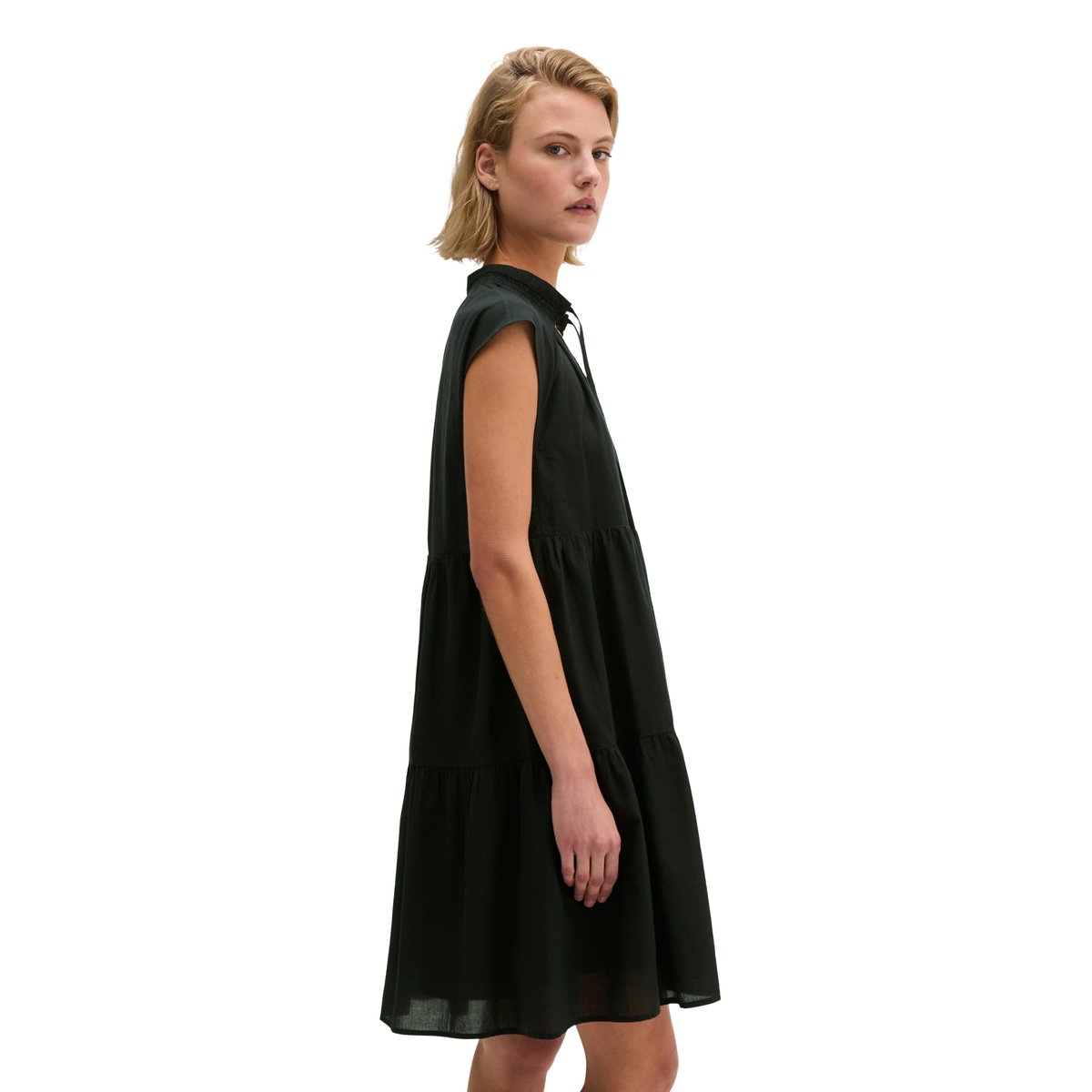 Robe étagée A-Shape en voile de coton doux noir, MARC O'POLO