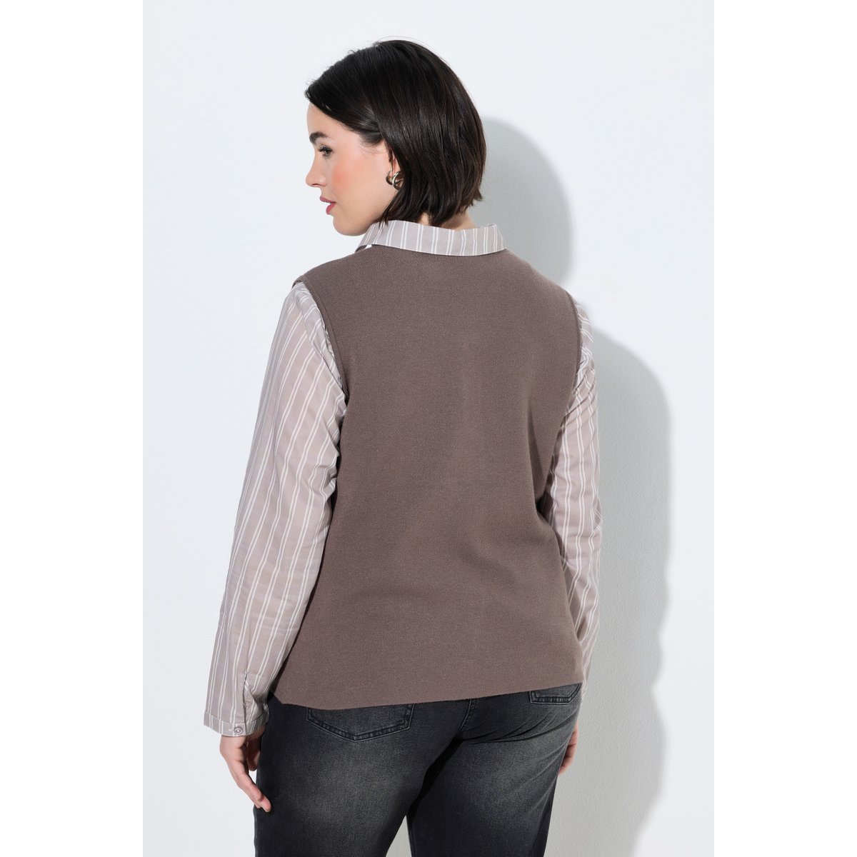 Gilet en maille taupe sombre, ULLA POPKEN