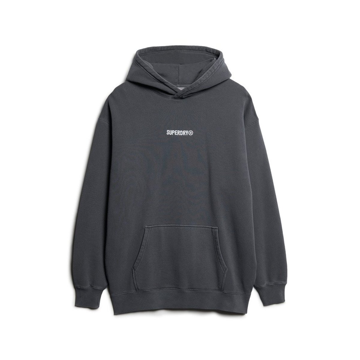 Sweat à capuche ample à motif et micro logo ébène, SUPERDRY