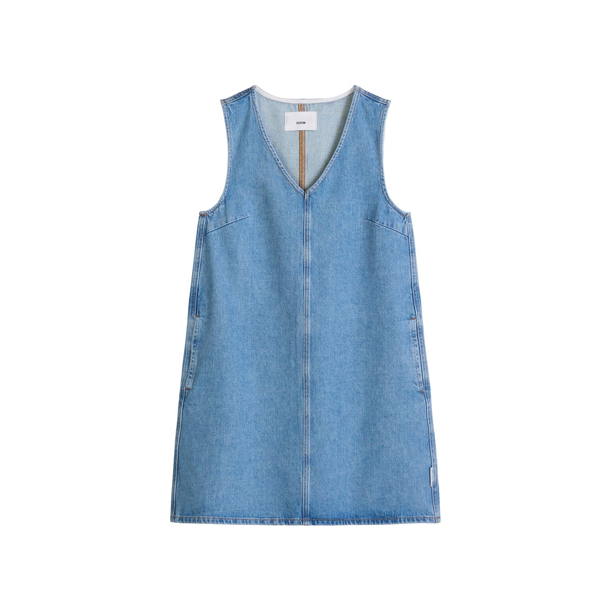 Mini-robe en jean loose avec des fibres de feuilles d'ananas bleu moyen, MARC O’POLO DENIM