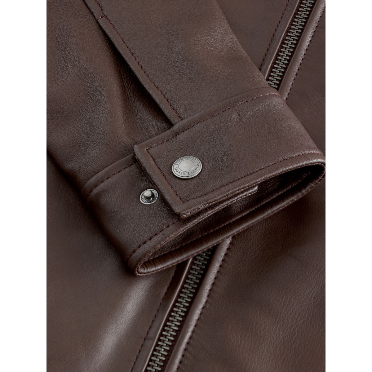 Veste en cuir avec col Signature brun rouge, NEXT