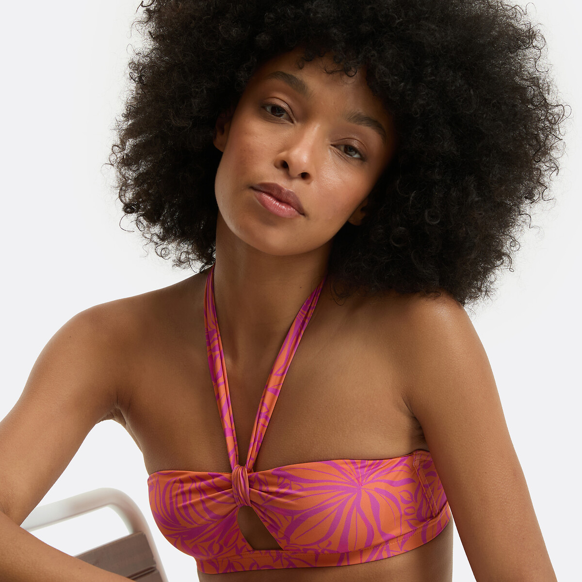 Printed Bandeau Bikini Top exotic print, LA REDOUTE COLLECTIONS