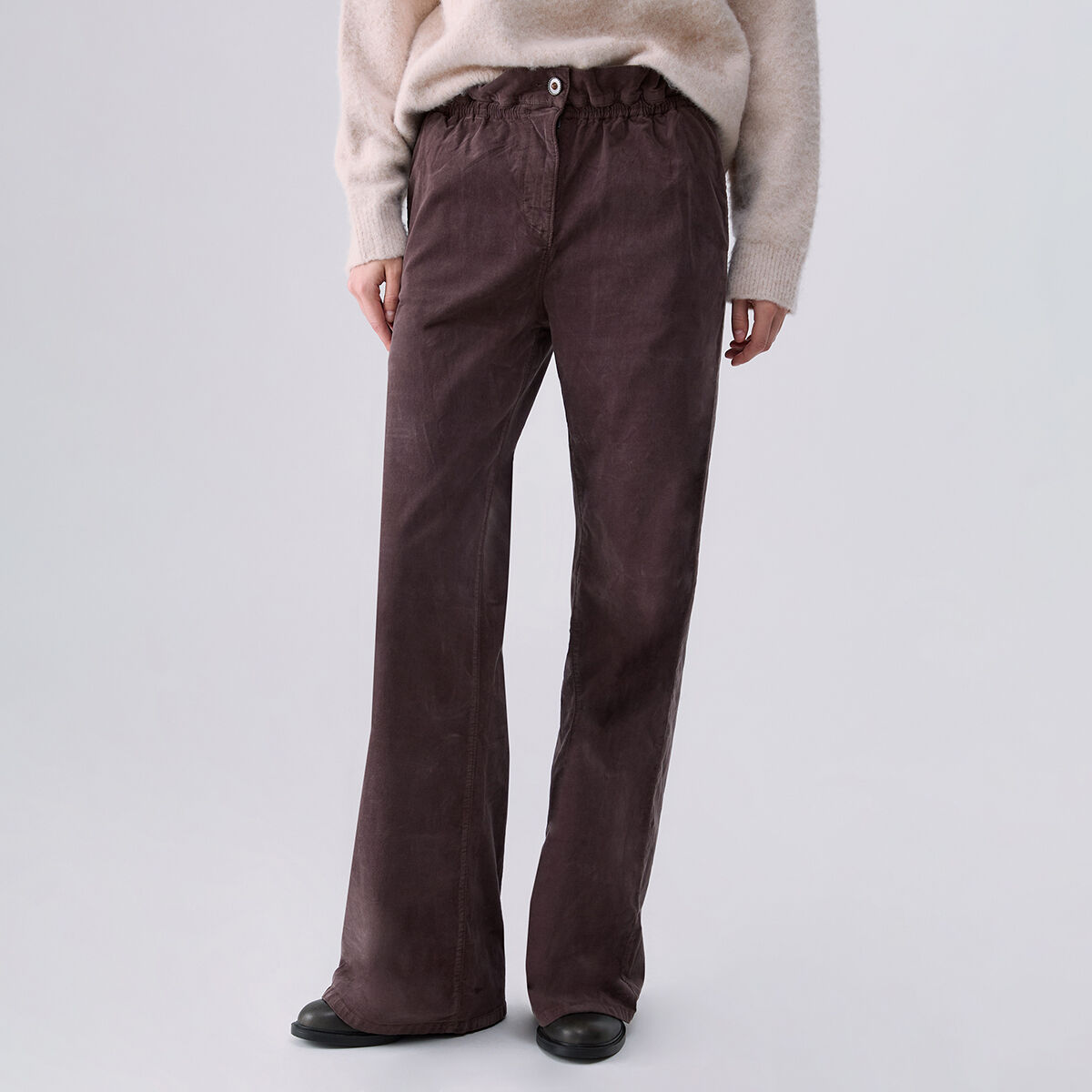 Pantalon en velours a côtelé marron foncé, LIU JO