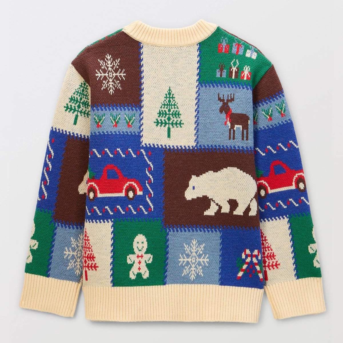 Pull col rond jacquard contenant de la laine bison, MONOPRIX