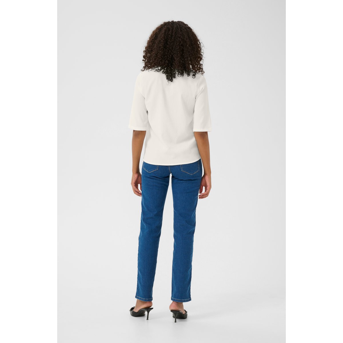 Blouse à manches courtes coupe regular blanc chalk, KAFFE