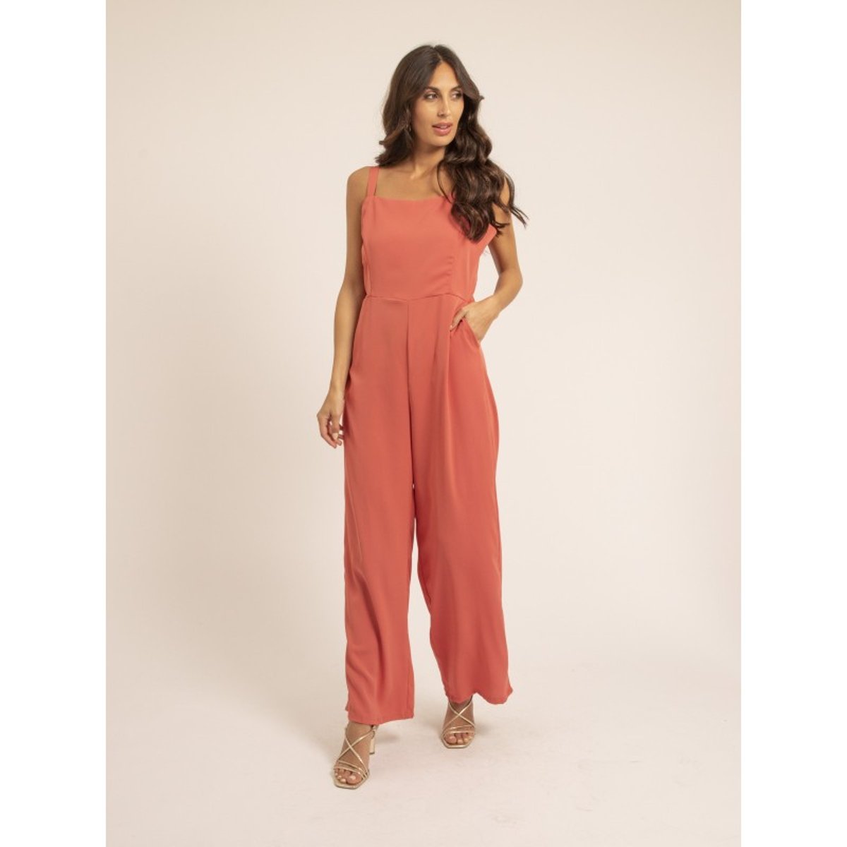 Combi Pantalon Dos Nu Elina corail, DONA LISA