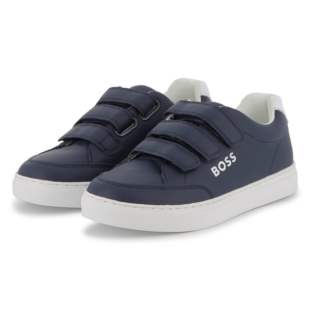Sneakers in pelle bovina bleu cargo, BOSS KIDSWEAR