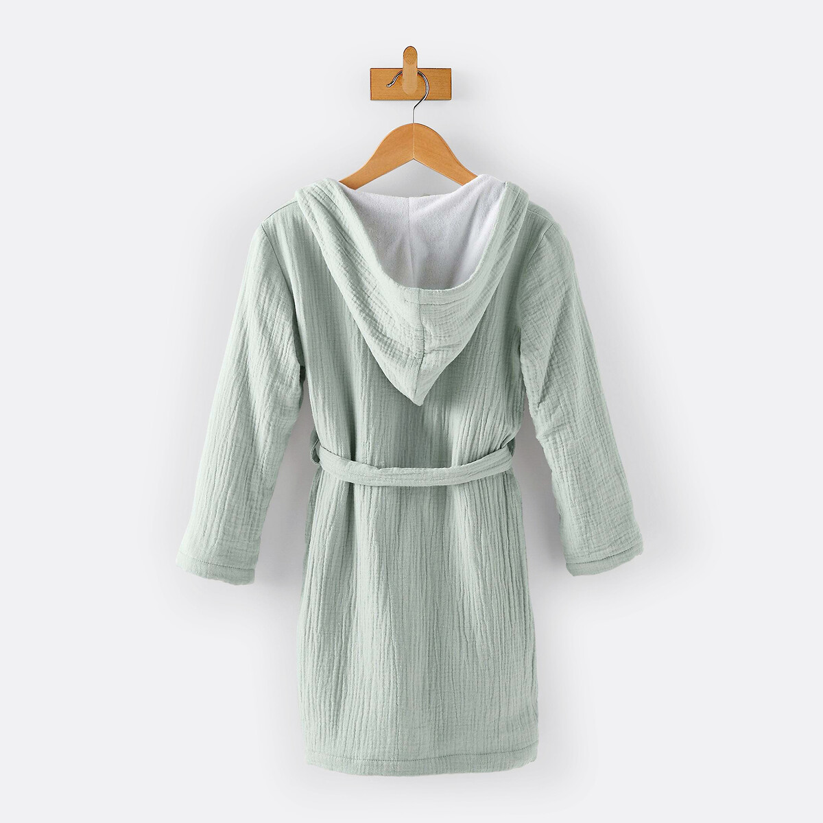 Peignoir capuche gaze de coton, Kumla vert de gris, LA REDOUTE INTERIEURS