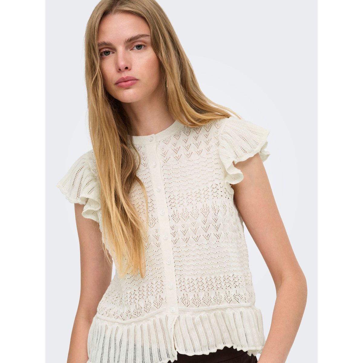 T-Shirt En Maille egret, ONLY