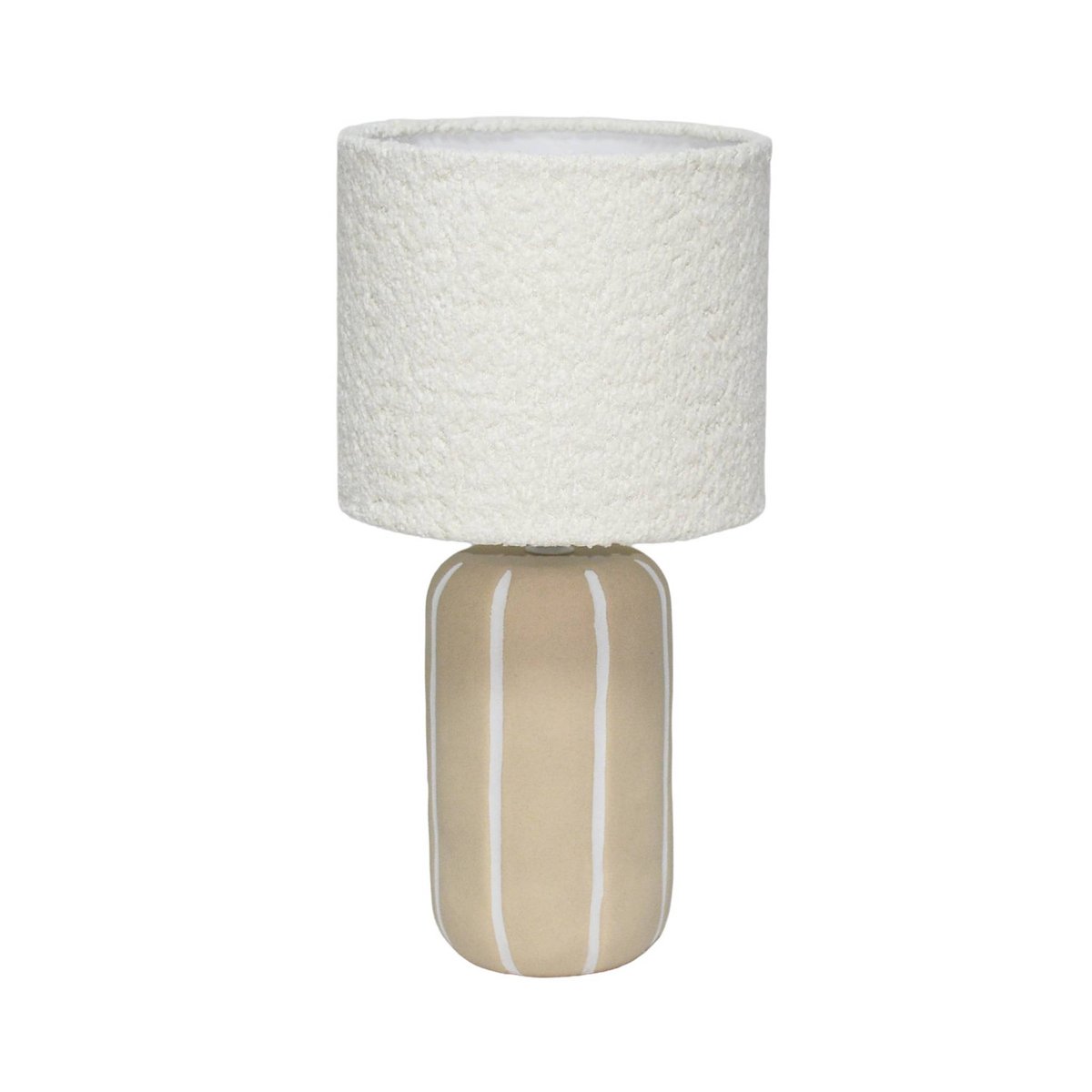 Lampe de table intérieur céramique, abat-jour bouclette H 41cm ROXANE greige, SWEEEK