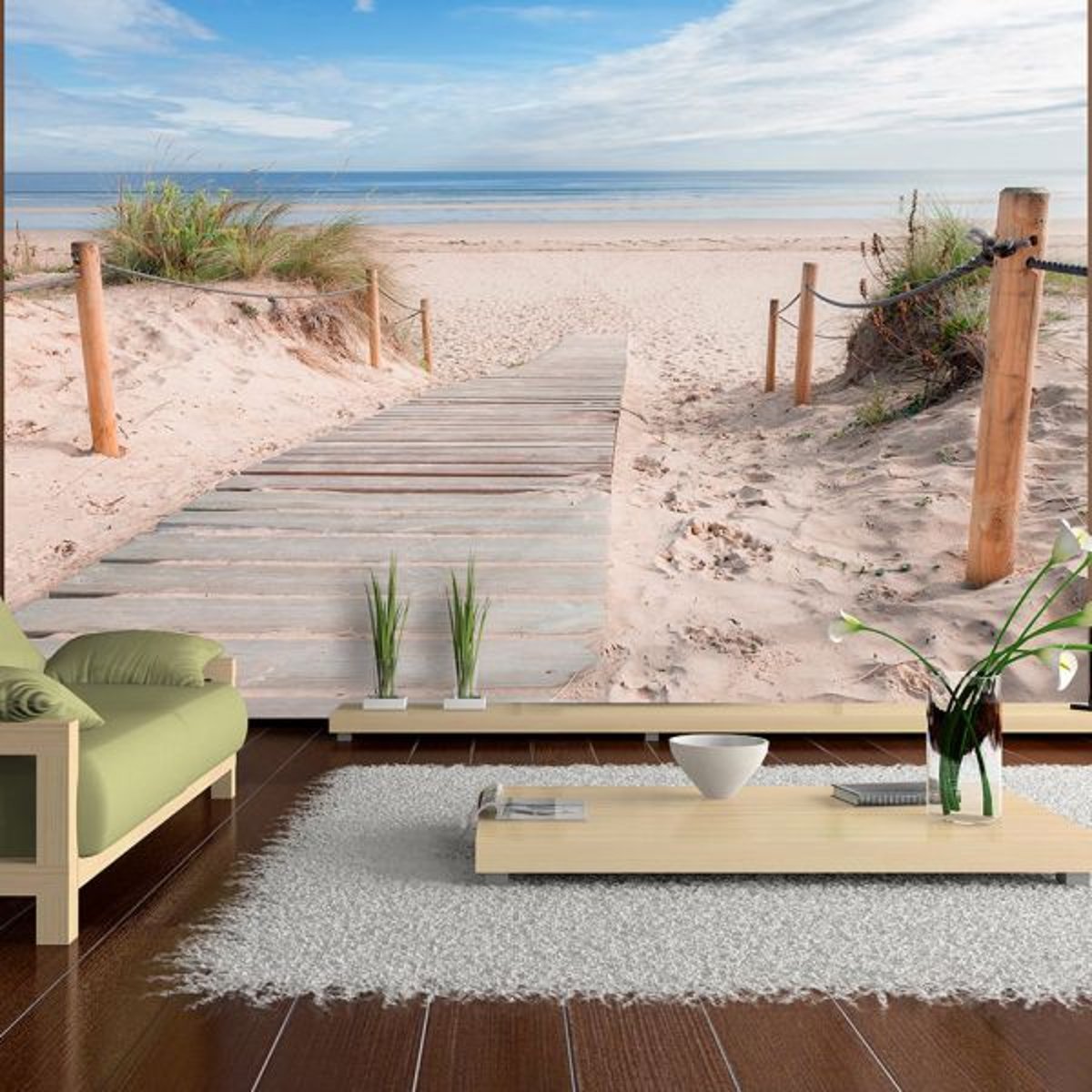 Papier peint intissé panoramique Paysage Sur la plage multicouleur, EDEN