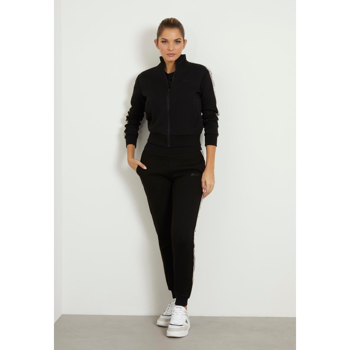 Sweat-Shirt À Bande Logo Sur Le Côté noir, GUESS