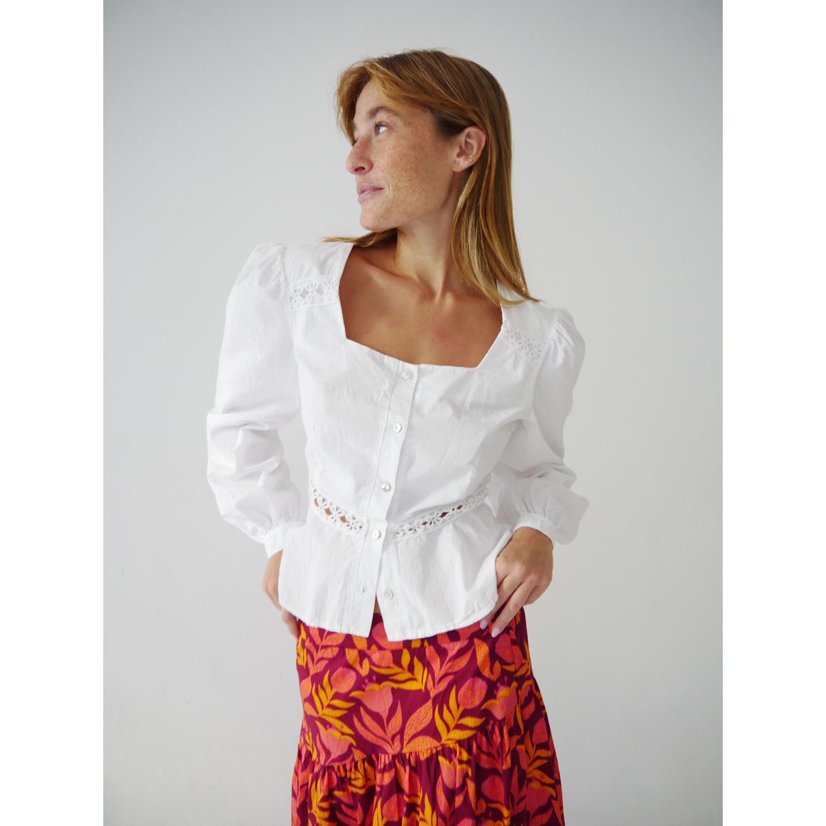 Blouse popeline dentelle ROMA blanc, MINDTRAVELER