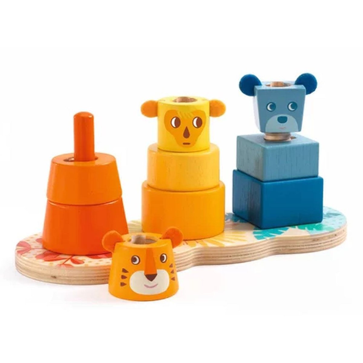 Jeu d'éveil en bois à empiler et à visser multicolore, DJECO