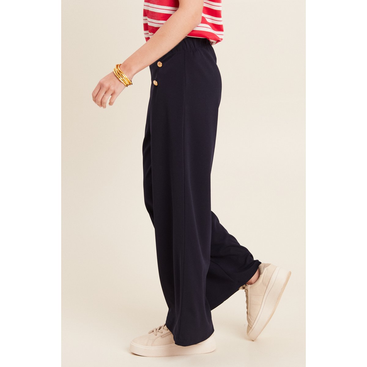 Pantalon large à pont bleu foncé, BREAL