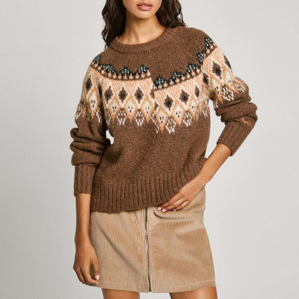 Pull-Over En Tricot Fairisle brun terre, PEPE JEANS