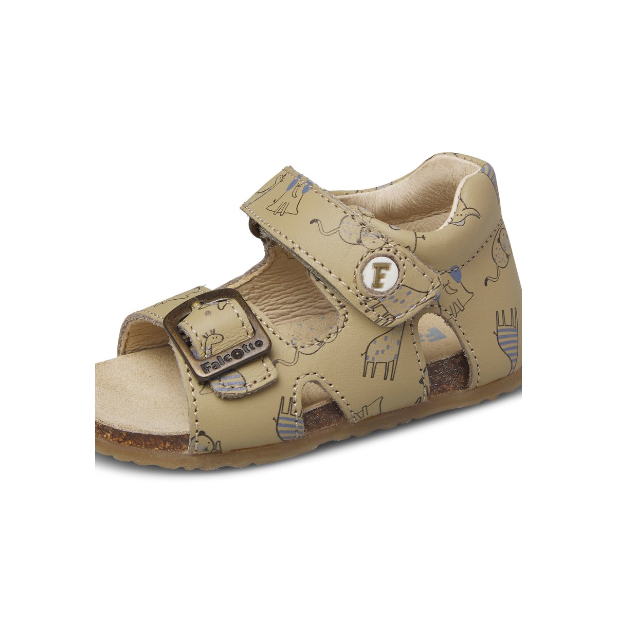 Sandales en cuir BEA gris tourterelle-, FALCOTTO