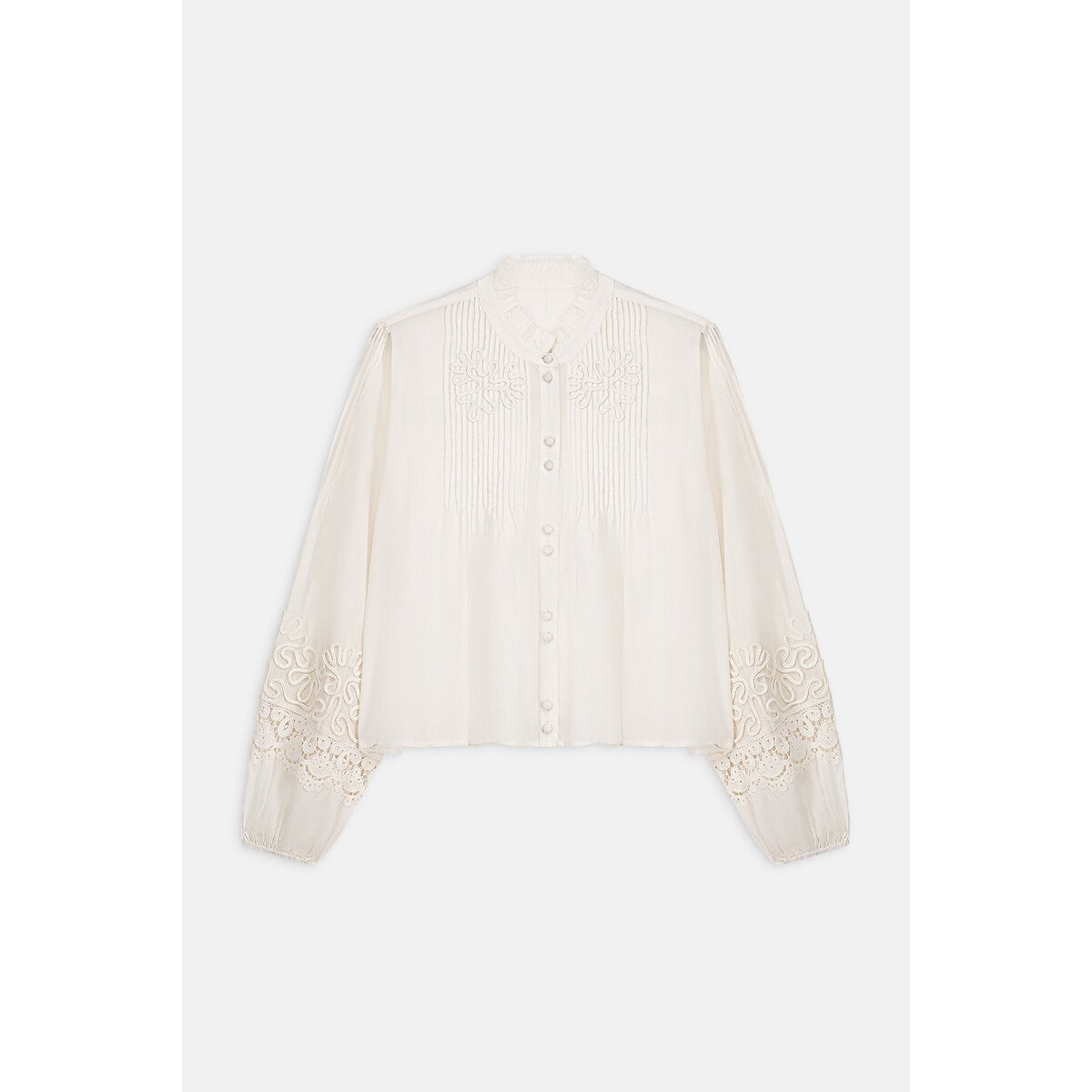 Blouse col rond manches longues brodée, ALICIA blanc, LOUISE MISHA
