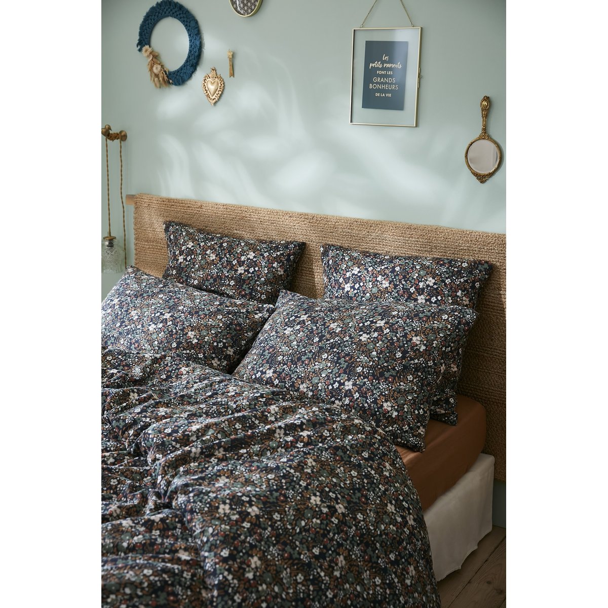 Taie d'oreiller gaze coton 60 x 60 cm Capucine bleu nuit bleu nuit, EDEN