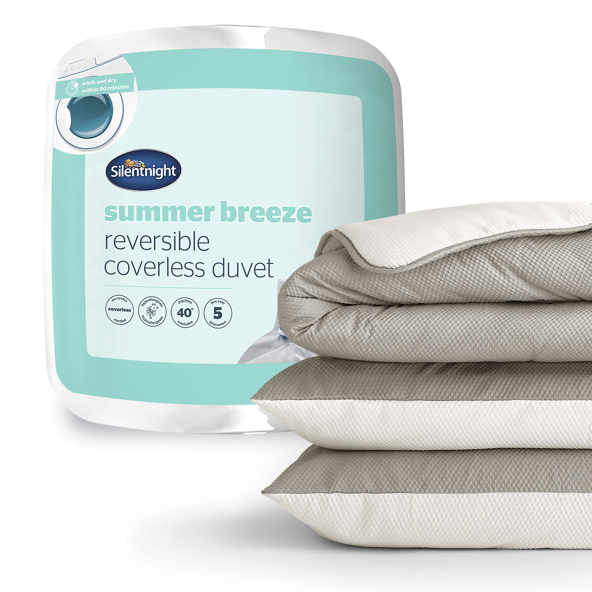 Summer Breeze Seersucker Coverless 2.5 Tog Duvet and Pillowcase Set cream, SILENTNIGHT