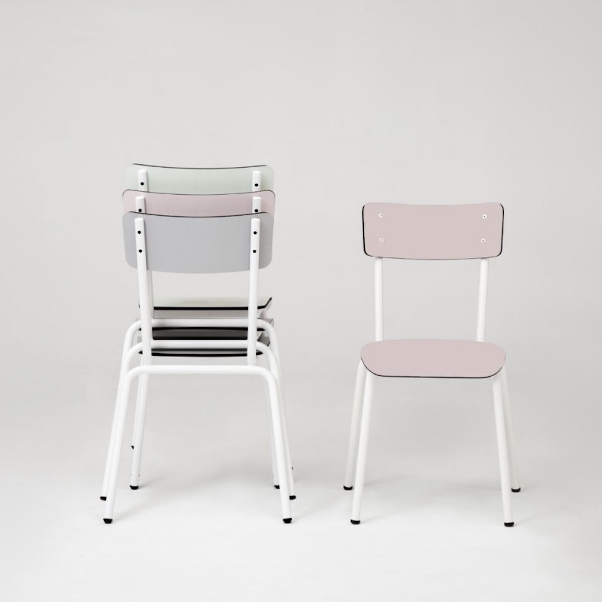 Chaise de salle à manger à rayures style vintage SUZIE vert menthe, LES GAMBETTES