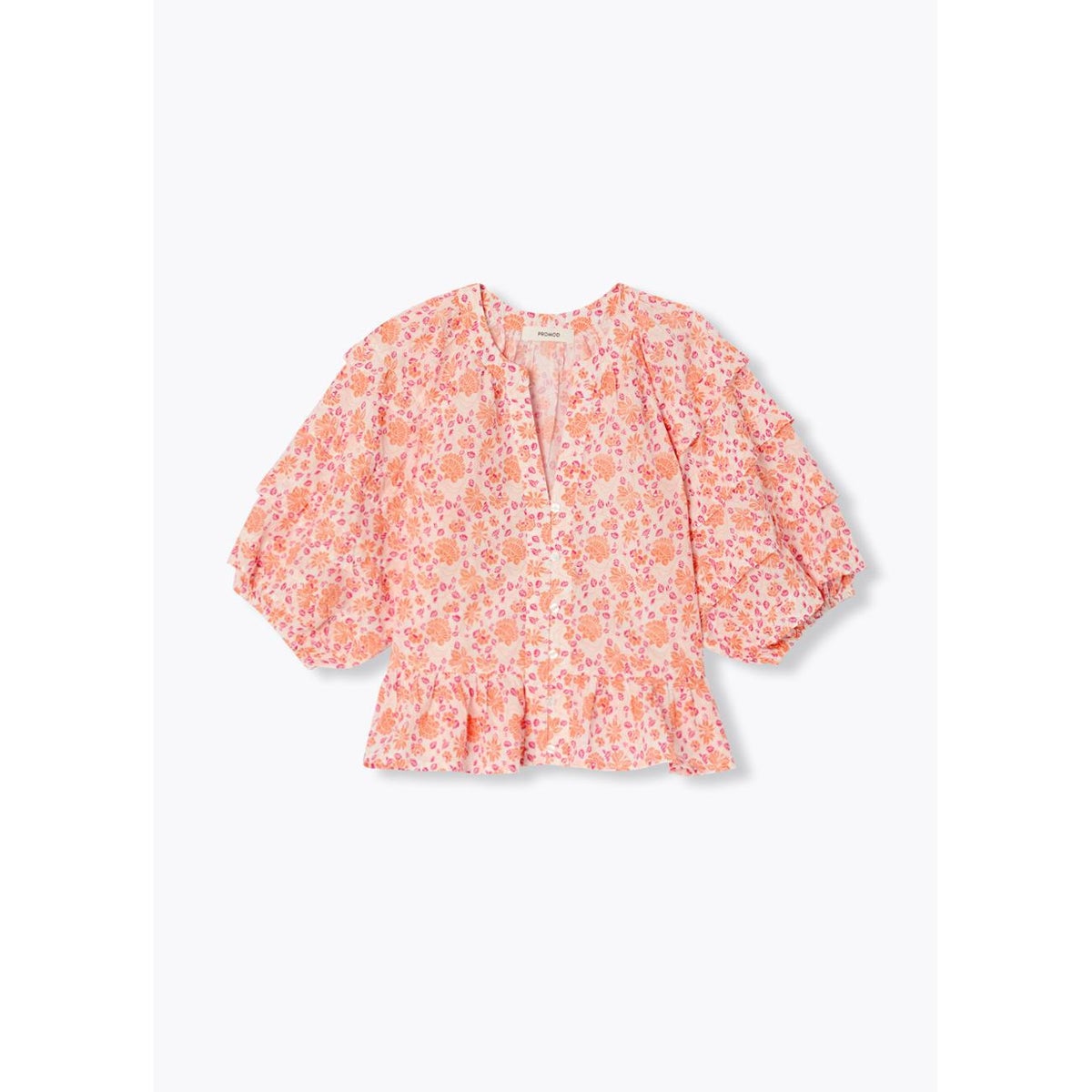 Chemise fleurie manches ballon imprimé écru, PROMOD