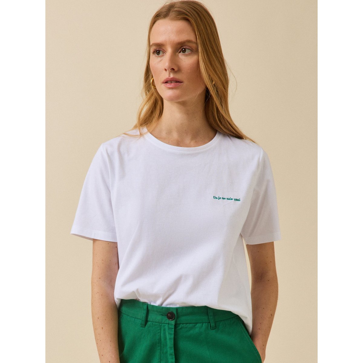 T-shirt brodé coton biologique blanc, CYRILLUS