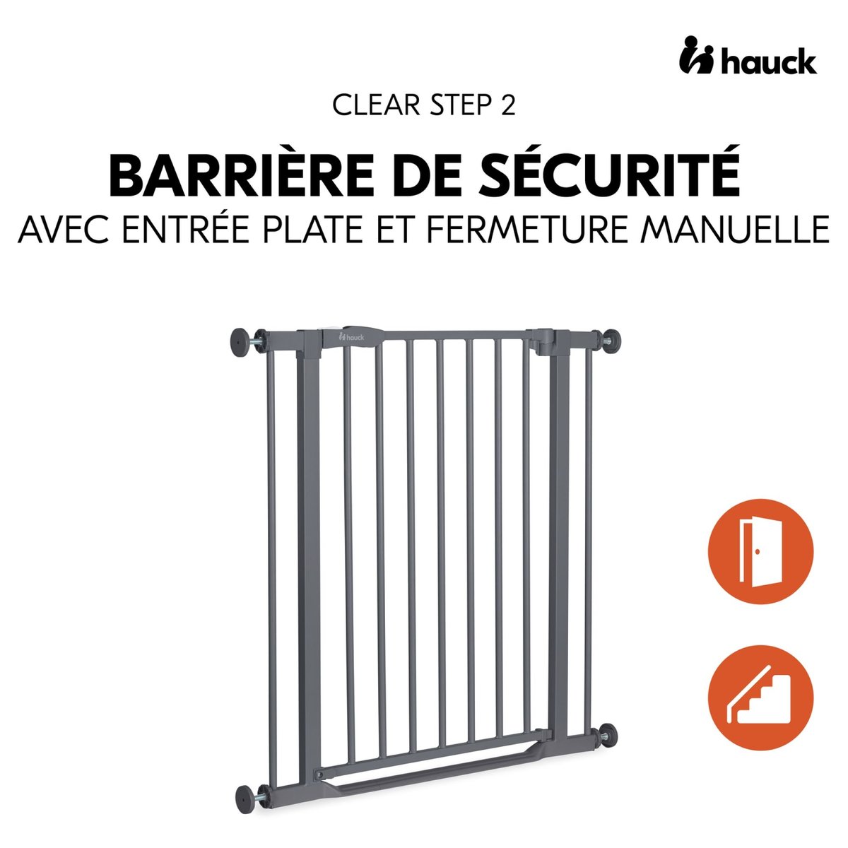 Barrière d'escalier Clear Step 2 gris foncé, HAUCK