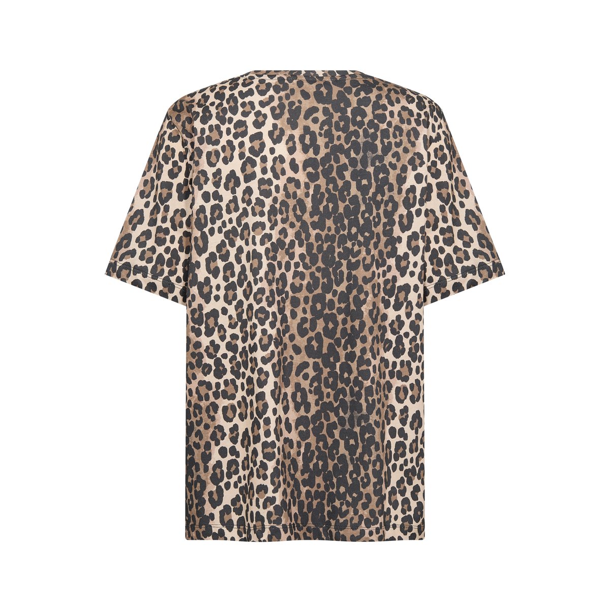 T-shirt à manches courtes noir beige marron leopard animalier, CULTURE